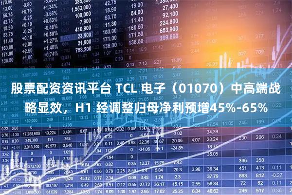 股票配资资讯平台 TCL 电子（01070）中高端战略显效，H1 经调整归母净利预增45%-65%